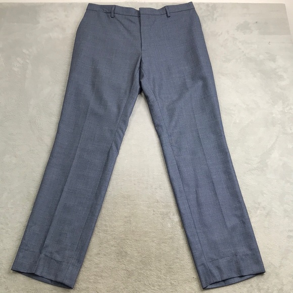 Burberry Men's Wool/Silk Blue Gray Dress Pants size 34 Tiny Flaw - Picture 1 of 14